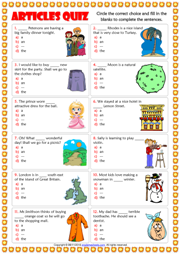 Articles ESL Printable Worksheets and Exercises